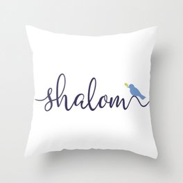 Blue Shalom With Peace Bird Throw Pillow