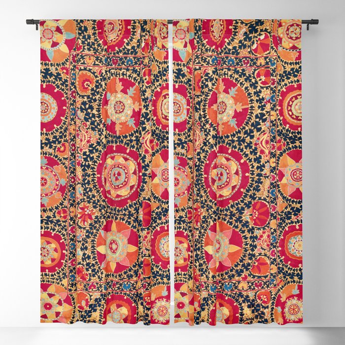 Kermina Suzani Uzbekistan Floral Embroidery Print Blackout Curtain