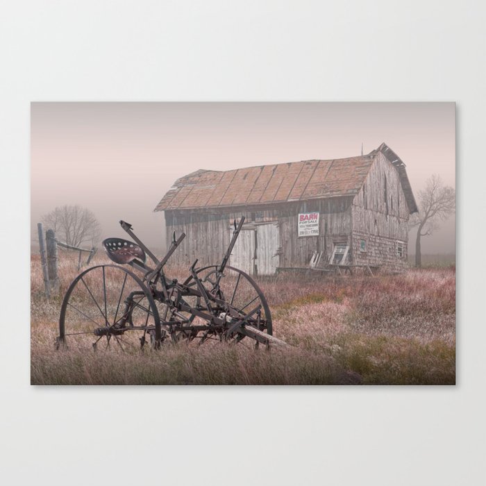 Barn for Sale in the Fog Canvas Print