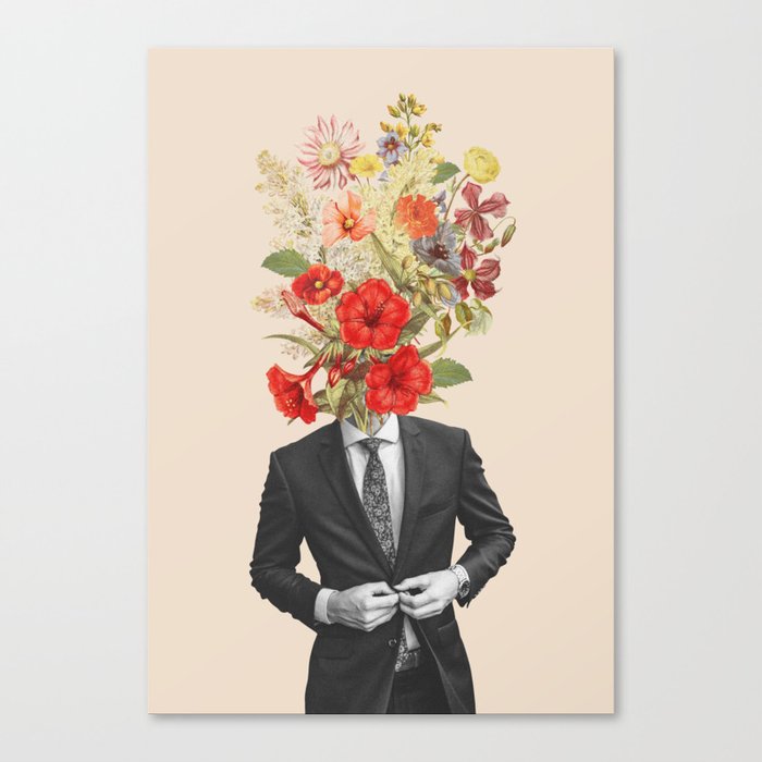 Man in red flowers Canvas Print