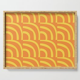 Mid Century Modern Abstract Band Pattern 325 Orange and Yellow Serving Tray