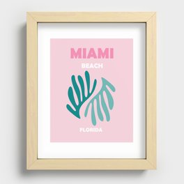 Boho Preppy Travel Poster- Miami Beach Recessed Framed Print
