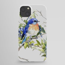 Bluebird and Blueberry iPhone Case