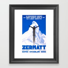 1931 Zermatt Switzerland Ski Travel Poster Framed Art Print