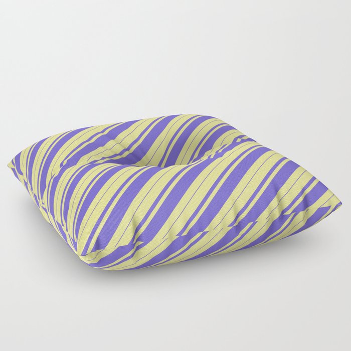 Tan & Slate Blue Colored Stripes Pattern Floor Pillow