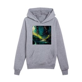 Walking through the fairy forest Kids Pullover Hoodies