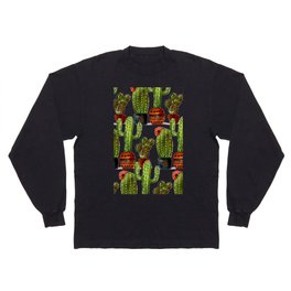 Fun Cactus Pattern - Watercolor Long Sleeve T-shirt