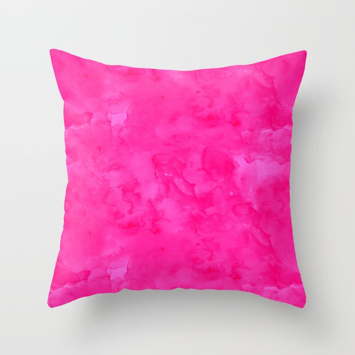 Neon pink watercolor modern bright background Throw Pillow by