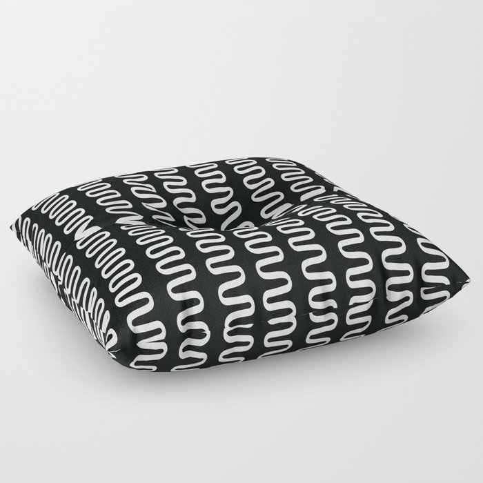 Abstract Shapes 238 in Black and White (Snake Pattern Abstraction) Floor Pillow