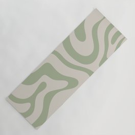 Liquid Swirl Abstract Pattern in Almond and Sage Green Yoga Mat