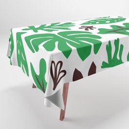 Green tropical leaf doodle pattern Tablecloth