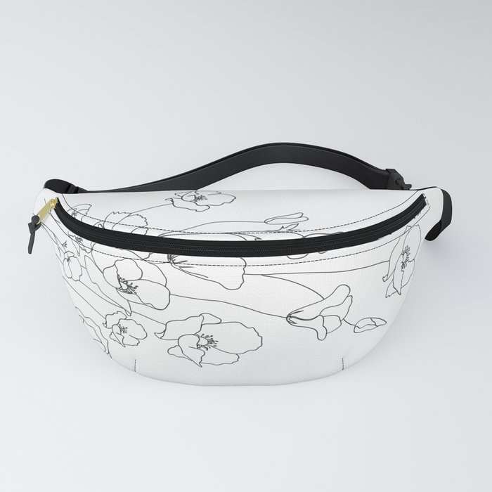 Poppy Flowers Line Art Fanny Pack