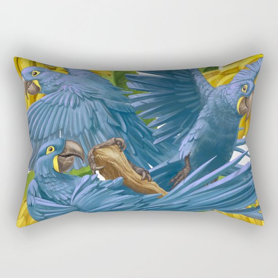 Hyacinth macaws and bananas Stravaganza. Rectangular Pillow