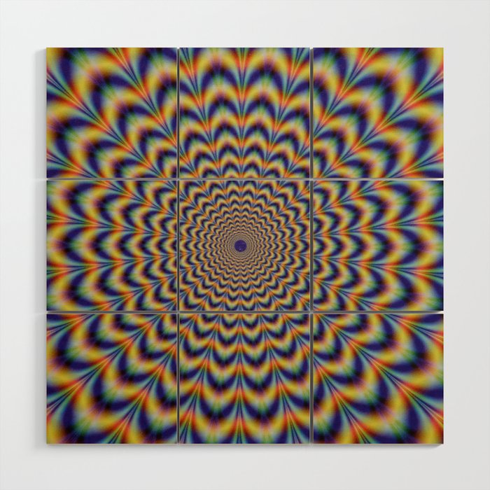 Psychedelic Optical Colorful Illusion Wood Wall Art