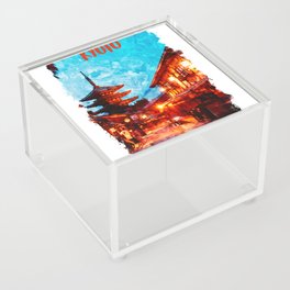 Kyoto Japan city watercolor Acrylic Box