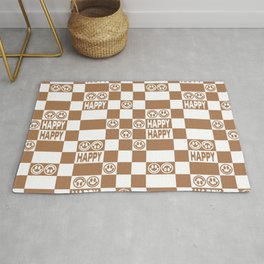 HAPPY Checkerboard (Milk Chocolate Brown Color) Area & Throw Rug