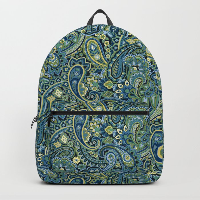 Paisley Forest Green Backpack
