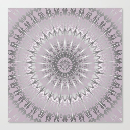 Mauve Silver Mandala Canvas Print