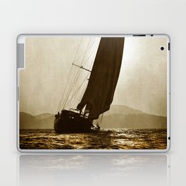 grunge canvas textured sailboat Laptop Skin