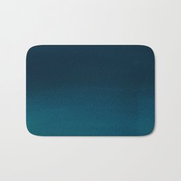 Navy blue teal hand painted watercolor paint ombre Bath Mat