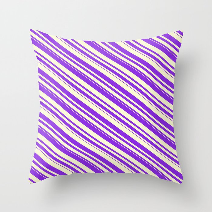 Purple & Light Yellow Colored Stripes/Lines Pattern Throw Pillow