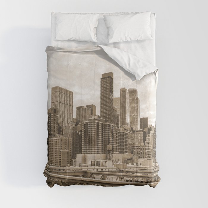 New York City Skyline Sepia Comforter
