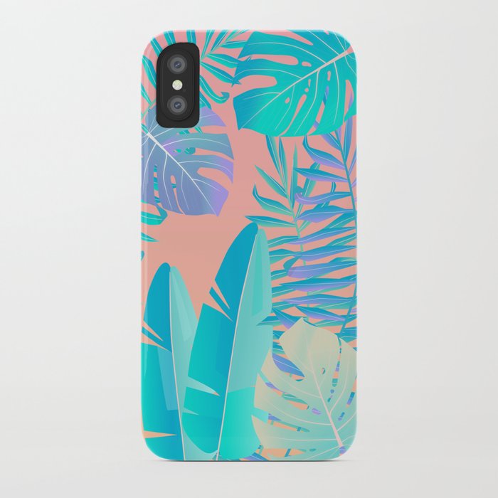 Tropics ( monstera and banana leaf pattern ) iPhone Case