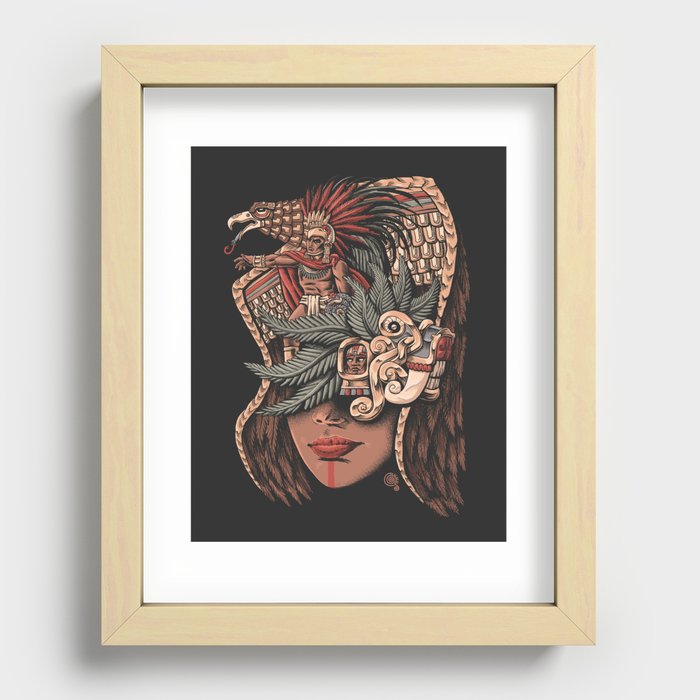 Aztec Eagle Warrior Recessed Framed Print