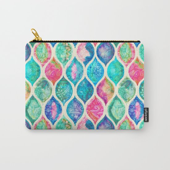 Watercolor Ogee Patchwork Pattern Carry-All Pouch