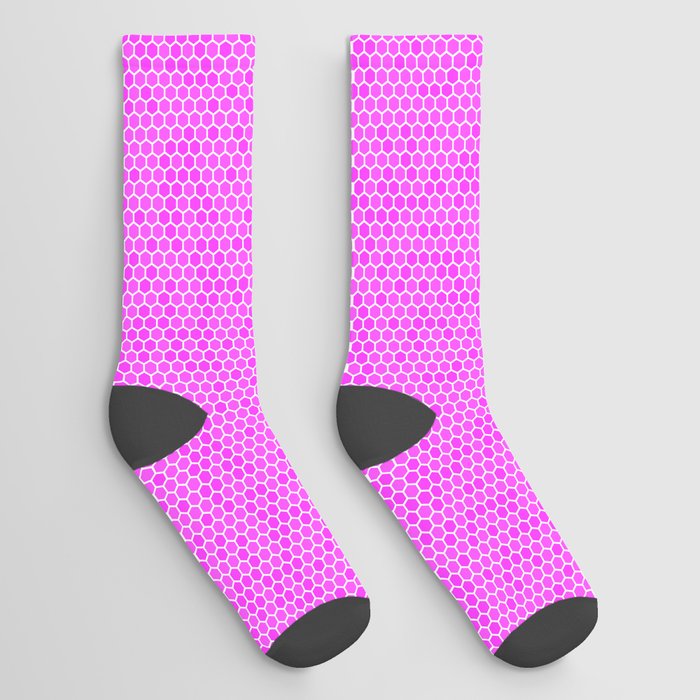 Small Hot Pink Honeycomb Bee Hive Geometric Hexagonal Design Socks