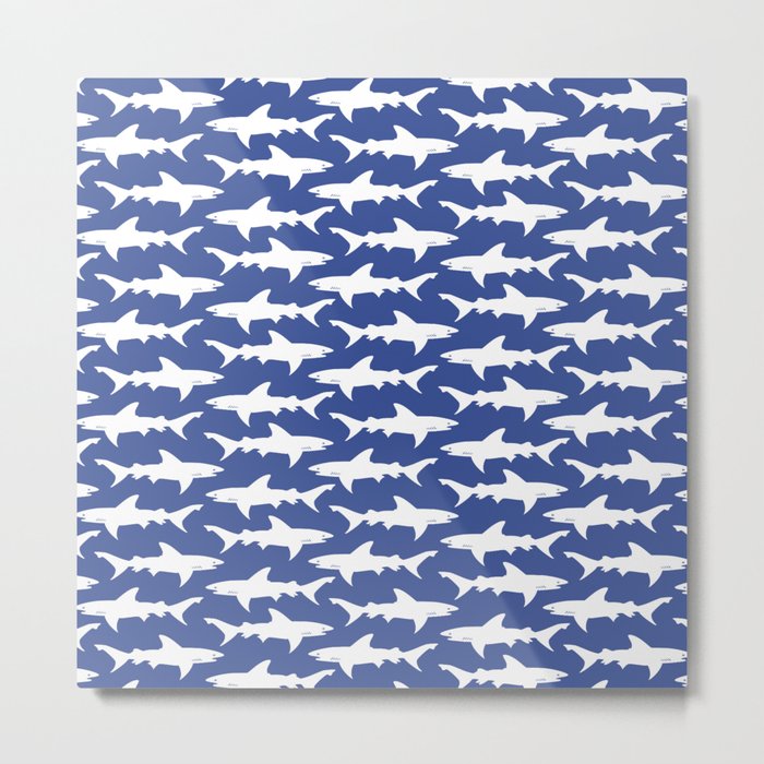 School of Sharks Blue Ocean Metal Print