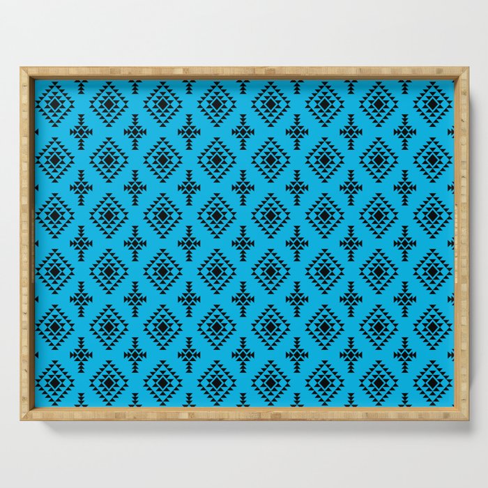 Turquoise and Black Native American Tribal Pattern Serving Tray