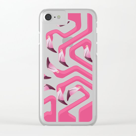 Flamingo Maze Clear iPhone Case