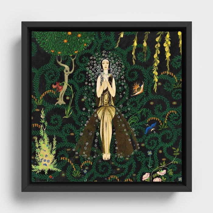 1921 Classical Masterpiece 'Flowers and Flames' by Kay Nielsen Framed Canvas