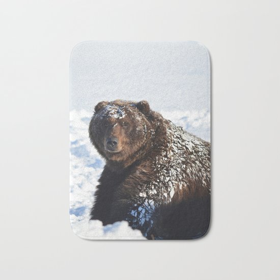 Alaskan Grizzly in Snow Bath Mat