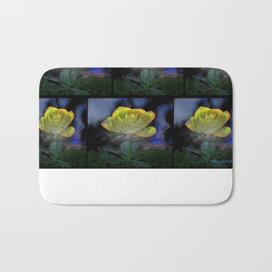 Black Plastic Rose Bath Mat