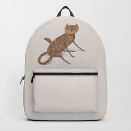 Gangly Cat Backpack | Eyes, Drawing, Striped, Quirky, Cat, Googly, Cats, Whimsical, Brown, Tabby 