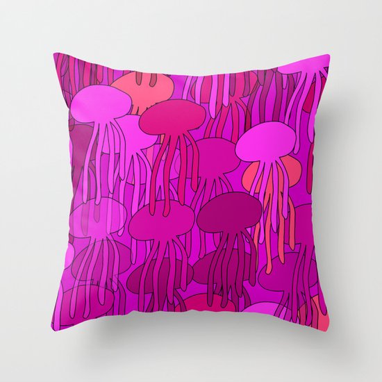 Jellyfish Pink Throw Pillow