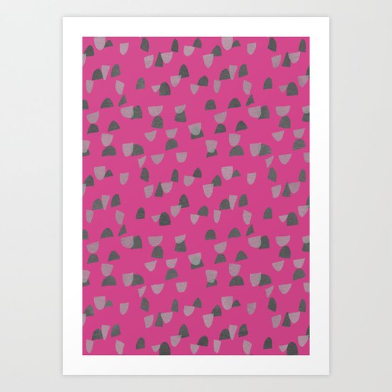 Pink & Gray pattern Art Print