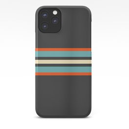 Classic Retro Stripes Amikiri iPhone Case | Stripe, Sportive, Stripes, Black, Blue, Belted, Striped, Orange, Line, Fasciated 