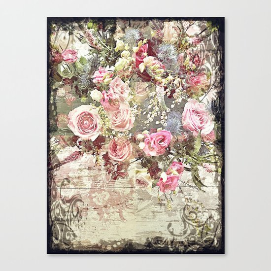 Shabby Chic Rococo Roses Canvas Print