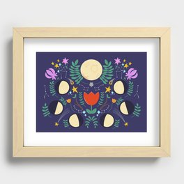 Moon Phases Folkart Recessed Framed Print