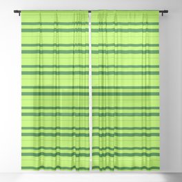 [ Thumbnail: Light Green & Dark Green Colored Lines/Stripes Pattern Sheer Curtain ]