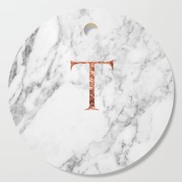 Monogram rose gold marble T Cutting Board