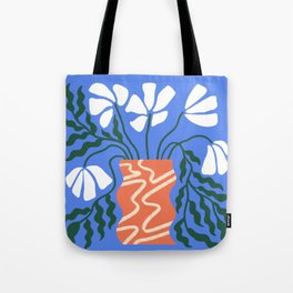 Red White and Blue Sad Droopy Flower Vase Tote Bag