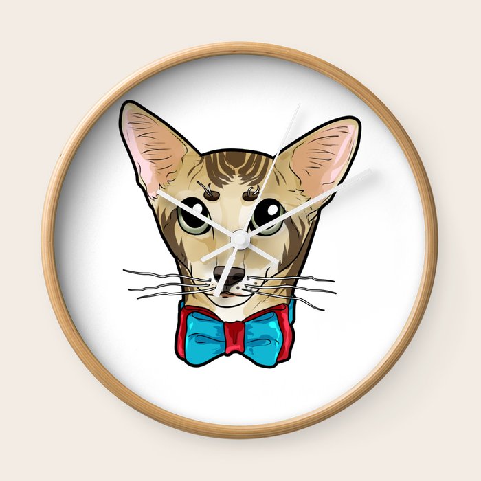 Oriental Shorthair Cat Face Cats Kitty Funny Gift Wall Clock By