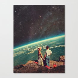 Love Canvas Print | Curated, Space, Digitalcollage, Frankmoth, Together, Beautiful, Holdinghands, Vintage, Collage, Sci-Fi 