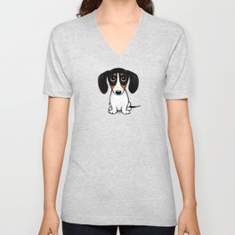 Piebald Dachshund | Cute Wiener Dog Puppy V Neck T Shirt