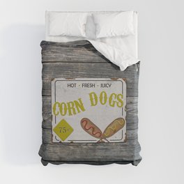 Vintage Style Corn Dogs Sign Duvet Cover