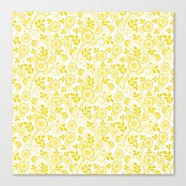Yellow Eastern Floral Pattern Canvas Print